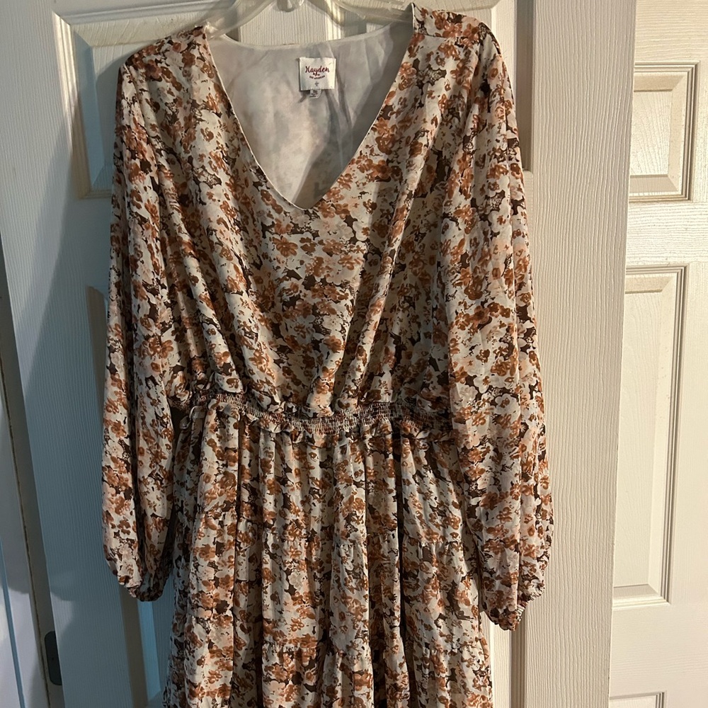 Hayden 1X brown floral dress
